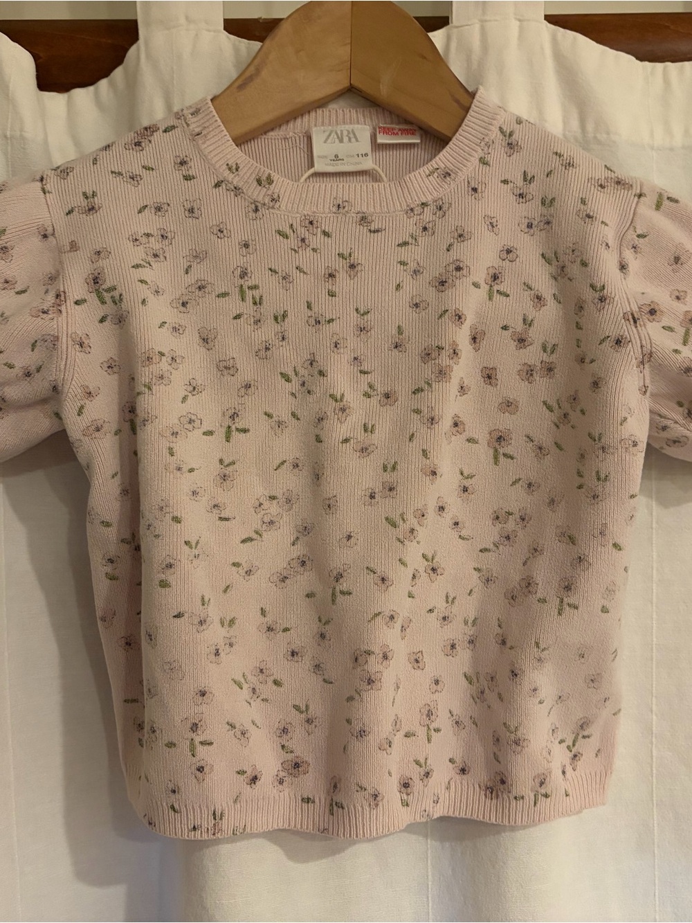 ZARA Light Pink Floral Knit Sweater Top - Picture 4 of 4